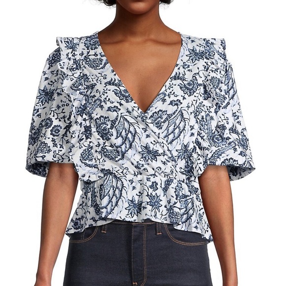 Printed ruffle top size xsmall - Picture 1 of 9